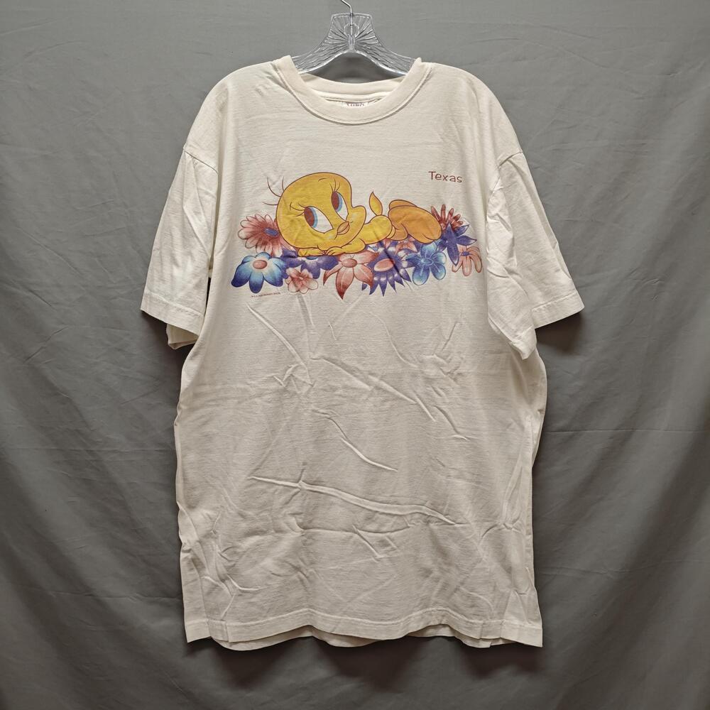 Vintage Tweety Texas Shirt Mens One Size White Looney Tunes Graphic 2000s